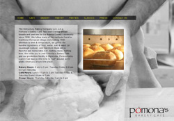 Screenshot of the website for Pomona's Bakery and Cafe
